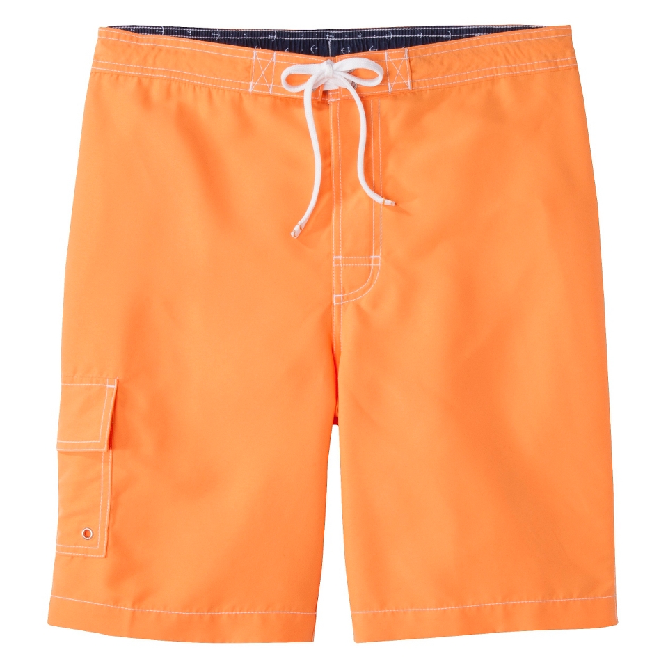 Merona Mens 9 Solid Board Shorts   Orange XXXS