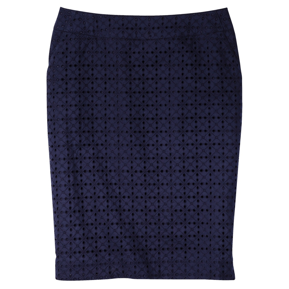 Merona Womens Eyelet Pencil Skirt   Navy   6