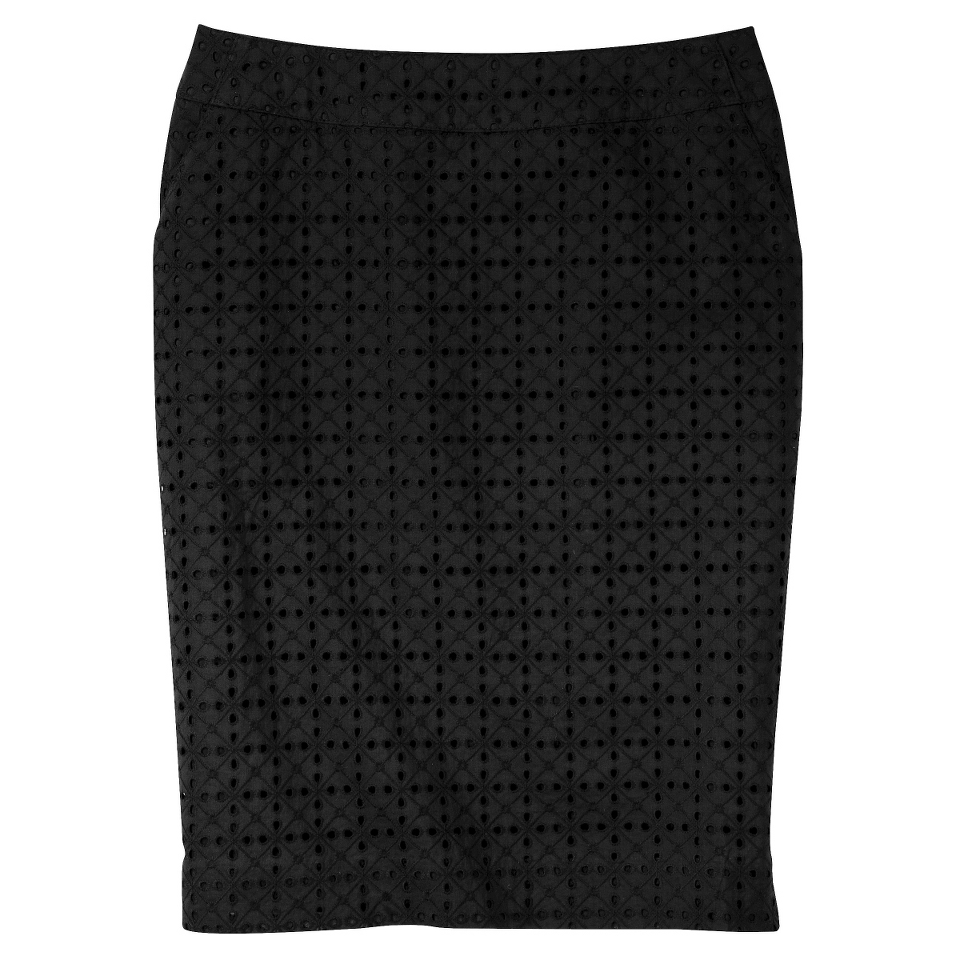 Merona Womens Eyelet Pencil Skirt   Ebony   8