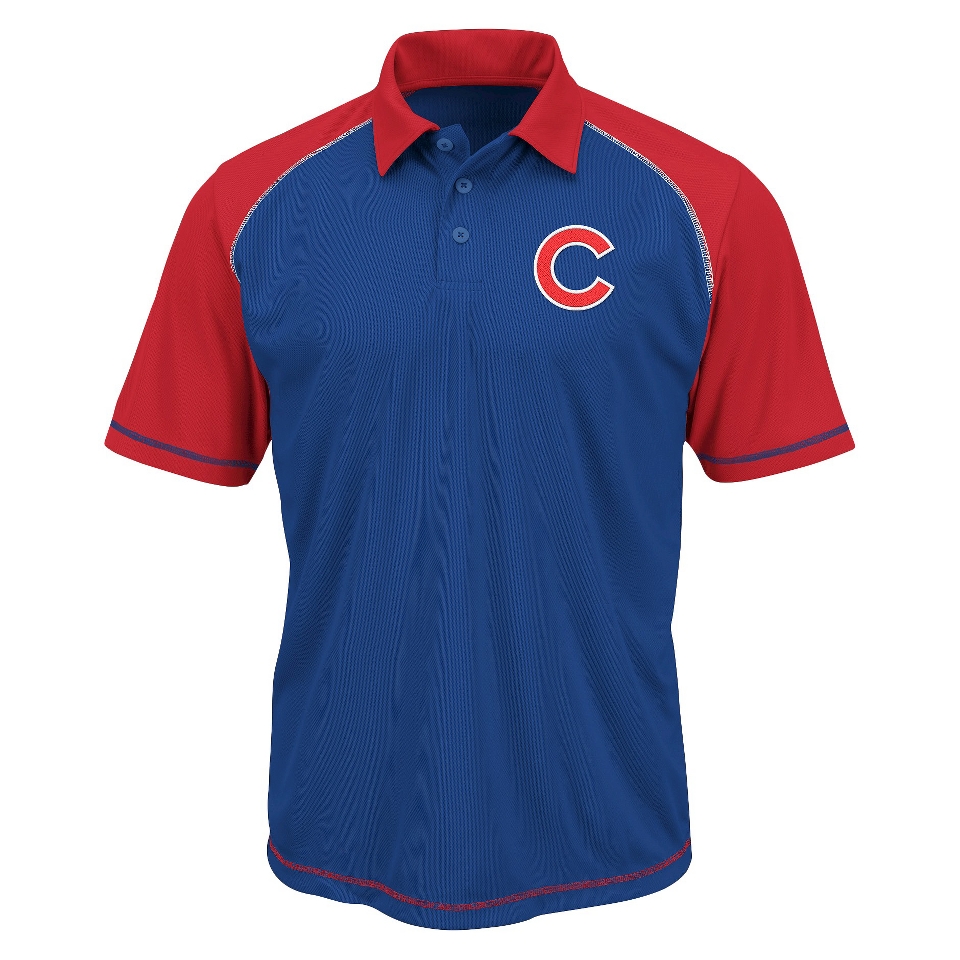 MLB Mens Chicago Cubs Synthetic Polo T Shirt   Blue/Red (S)
