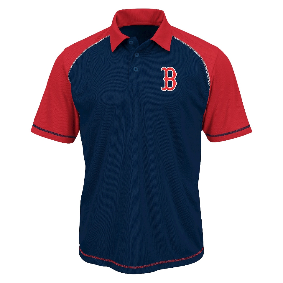 MLB Mens Boston Red Sox Synthetic Polo T Shirt   Navy/Red (M)
