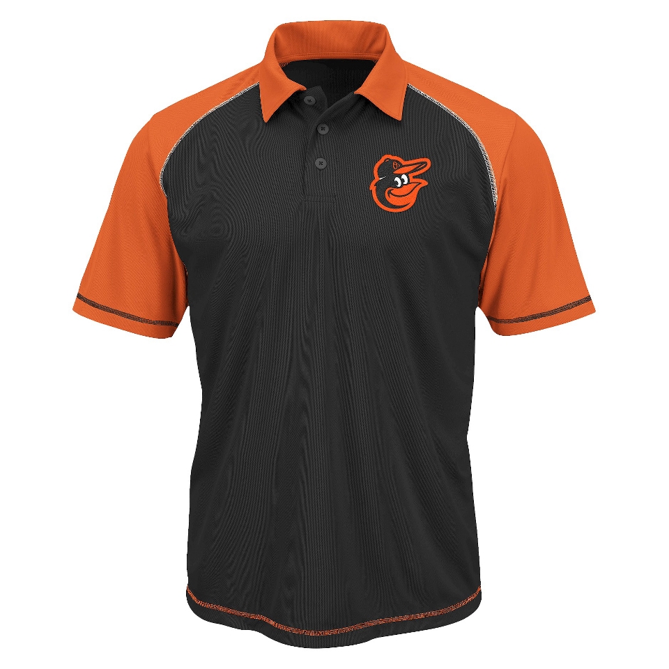 MLB Mens Baltimore Orioles Synthetic Polo T Shirt   Black/Orange (L)