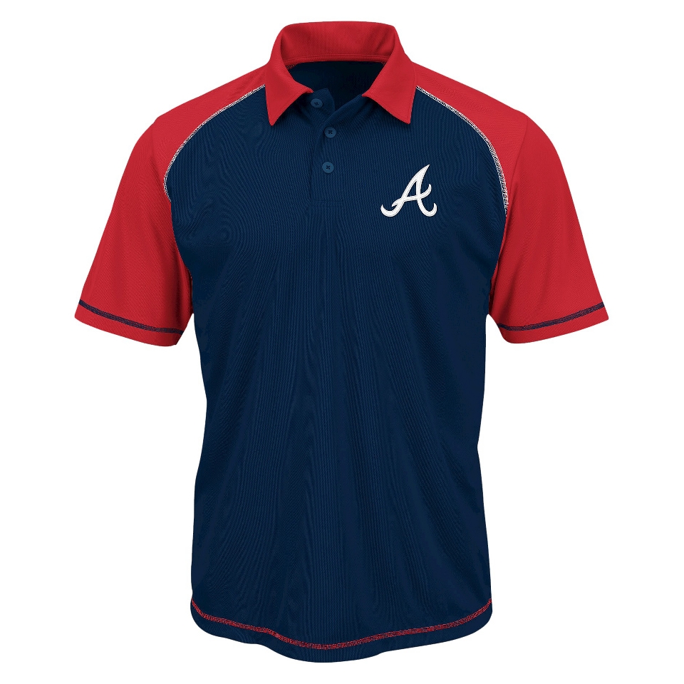MLB Mens Atlanta Braves Synthetic Polo T Shirt   Navy/Red (XXL)
