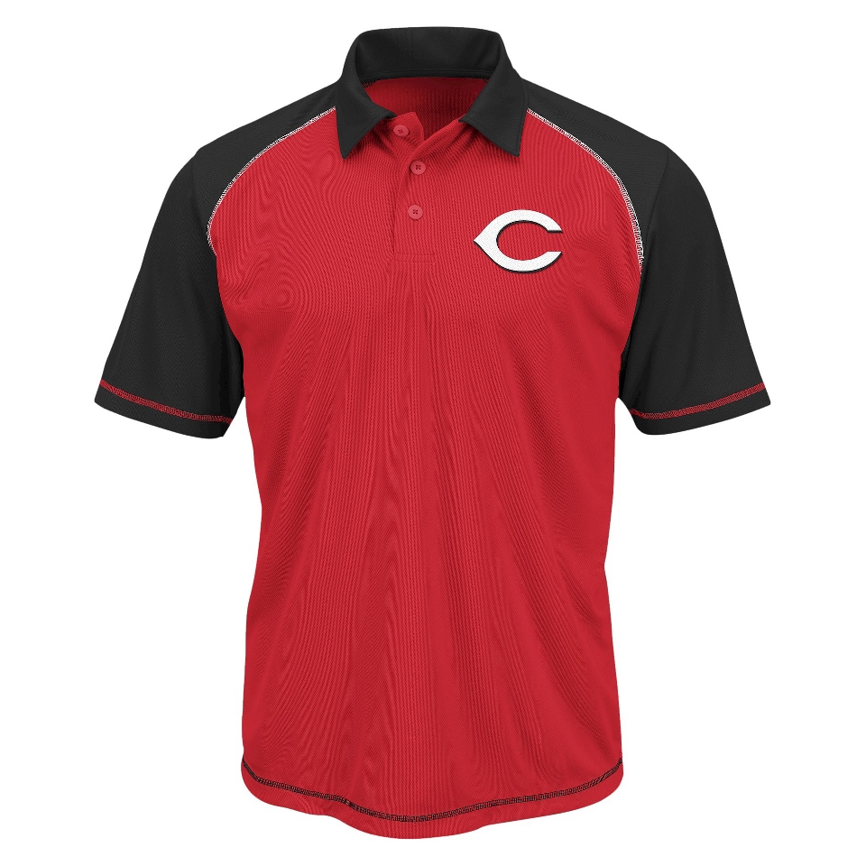 MLB Mens Cincinnati Reds Synthetic Polo T Shirt   Red/Black (S)