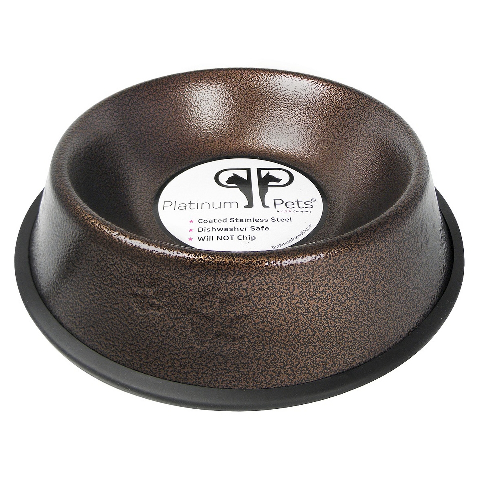 Platinum Pets Stainless Steel Embossed Non Tip Dog Bowl   Copper Vein (3 Cup)