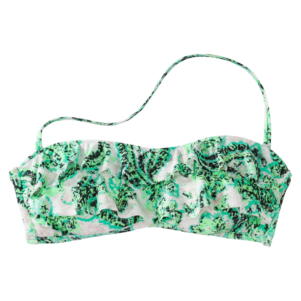 Xhilaration Juniors Paisley Print Bandeau Swim Top  Green XL