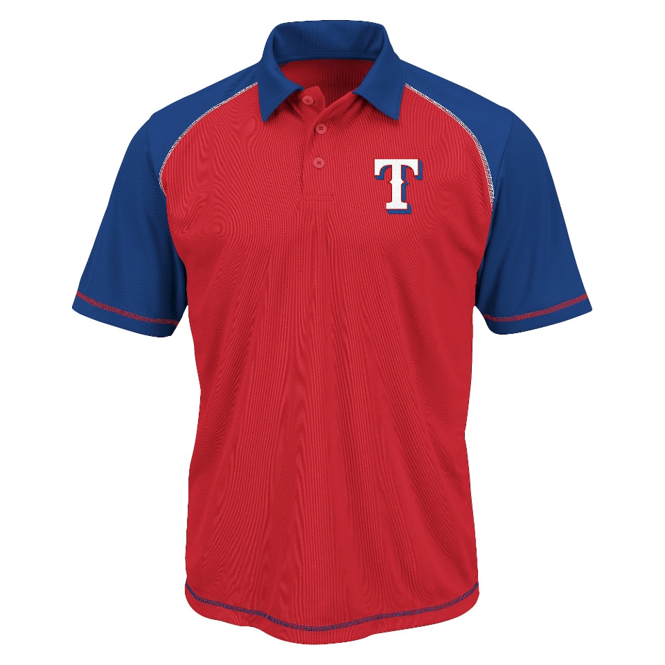 MLB Mens Texas Rangers Synthetic Polo T Shirt   Red/Blue (XXL)