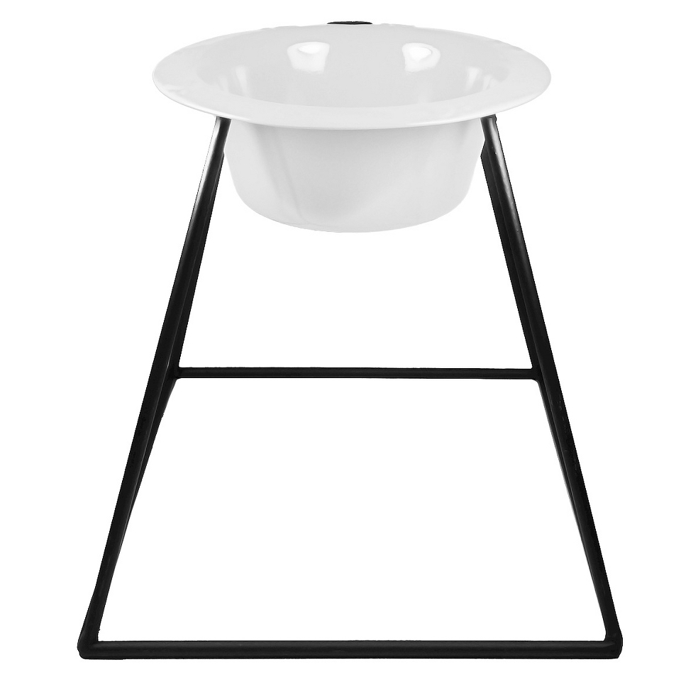Platinum Pets Pyramid Single Feeder with One Stainless Steel Wide Rimmed Bowl  