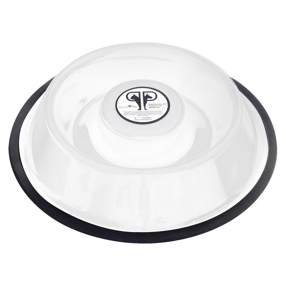 Platinum Pets Stainless Steel Non Embossed Slow Eating Bowl   White