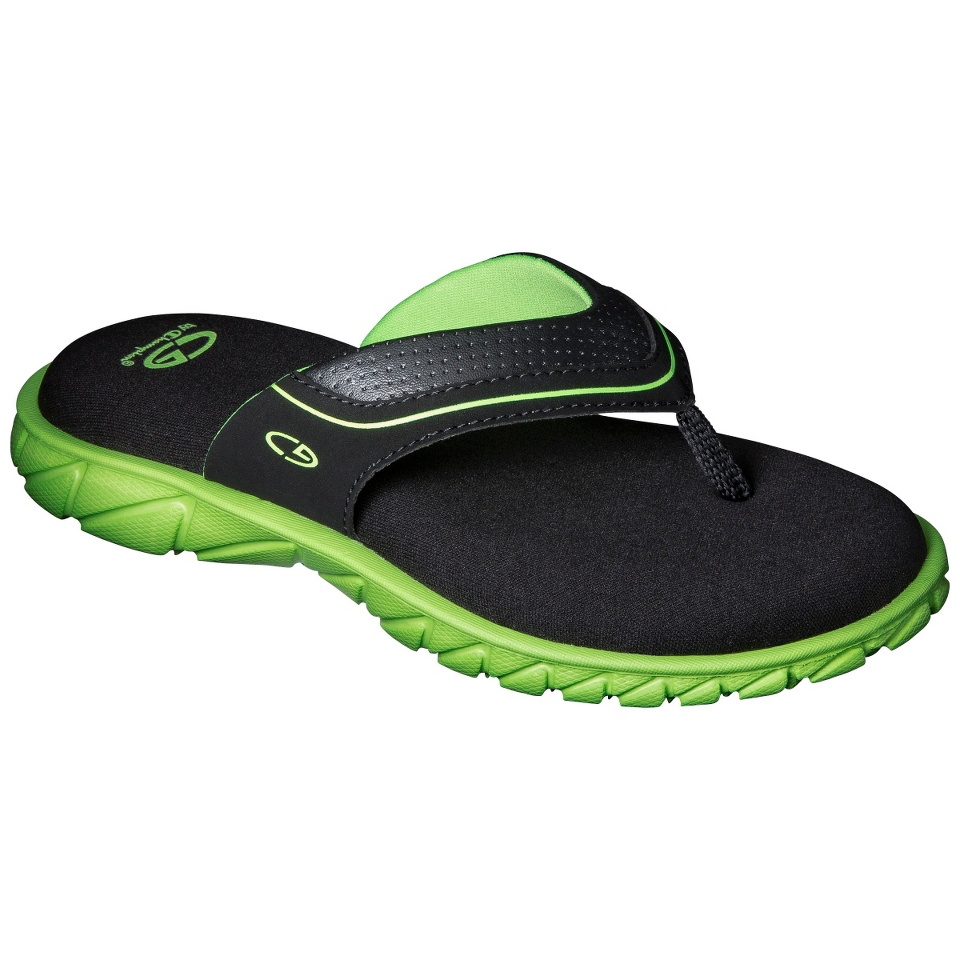 Boys C9 by Champion Pat Flip Flop Sandals   Black/Green XL