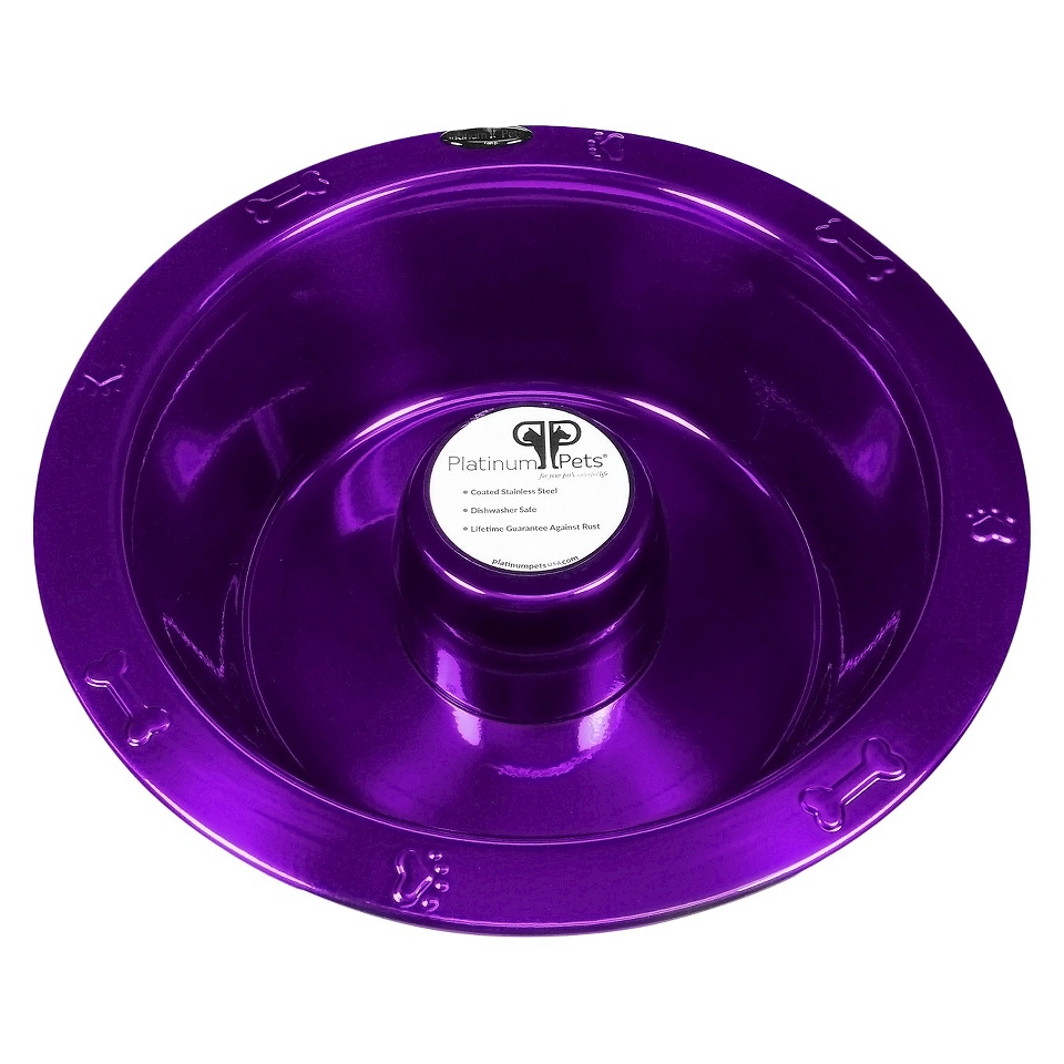 Platinum Pets Stainless Steel Non Embossed Slow Eating Bowl   Purple