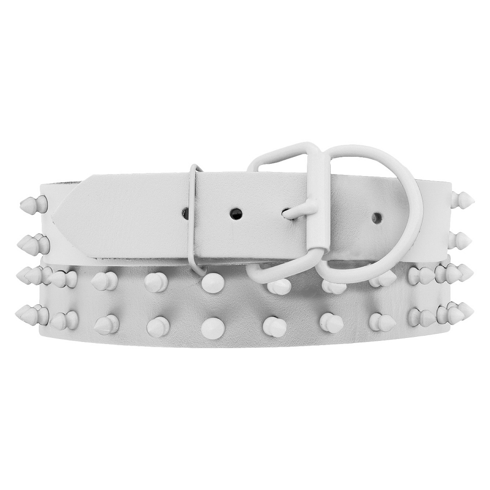 Platinum Pets White Genuine Leather Dog Collar with Spikes   White (20 24)