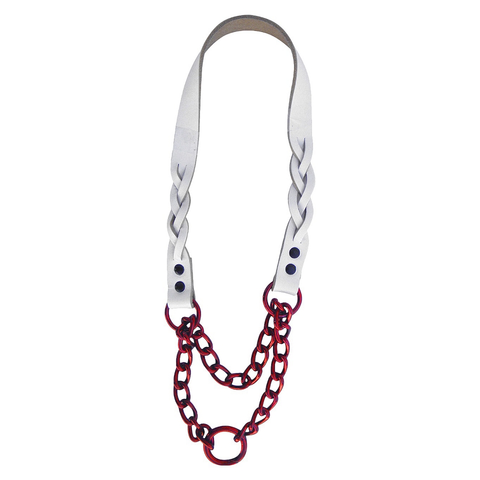 Platinum Pets Braided White Leather Martingale   Red (21)