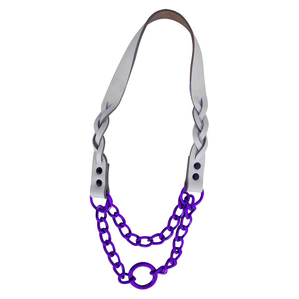 Platinum Pets Braided White Leather Martingale   Purple (21)