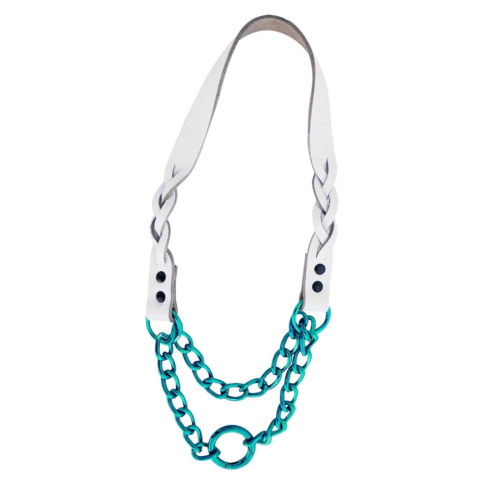 Platinum Pets Braided White Leather Martingale   Teal (15)