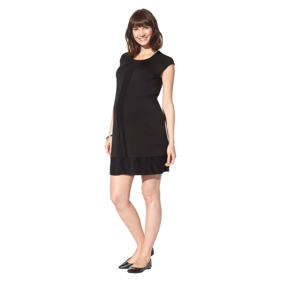 Liz Lange for Target Maternity Cap Sleeve Shift Dress   Black L
