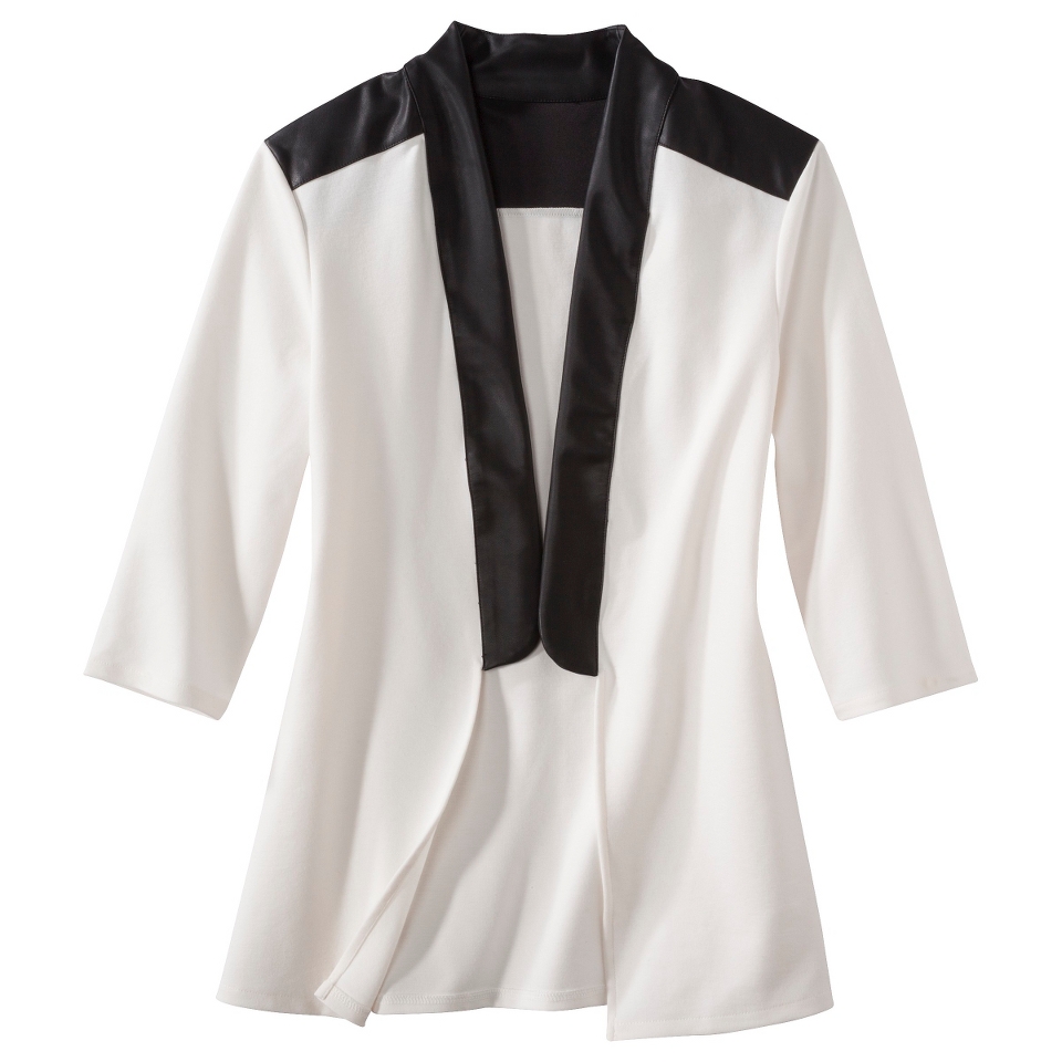labworks Womens Faux Leather Trim Tuxedo Jacket   White XL