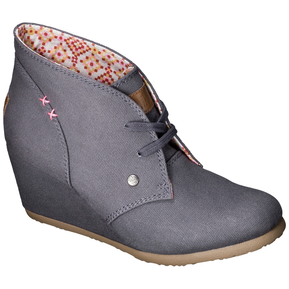 Womens Mad Love Lenora Ankle Wedge Booties   Grey 10