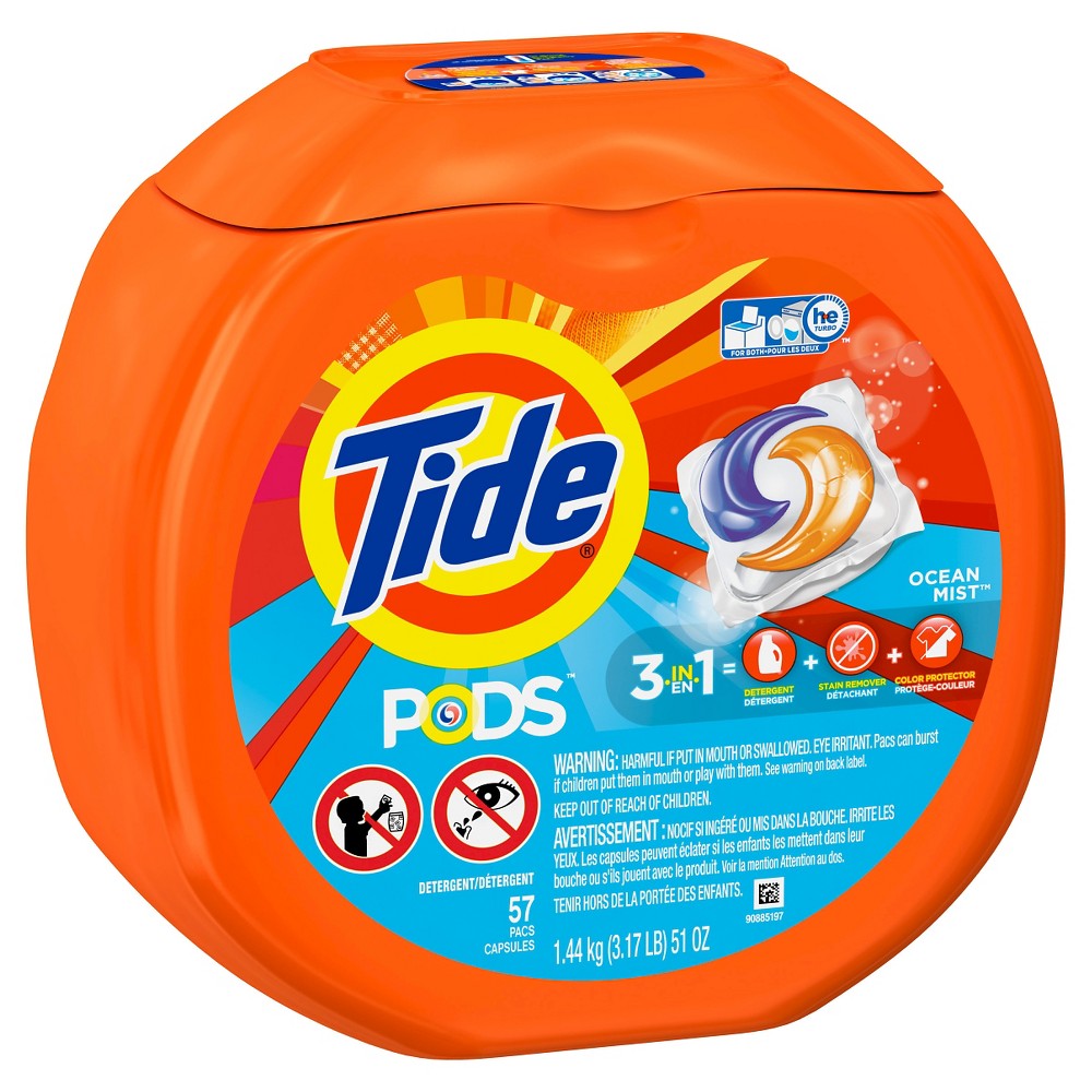 UPC 037000004608 product image for Tide Pods Ocean Mist Laundry Detergent Pacs Scent - 57 Count | upcitemdb.com