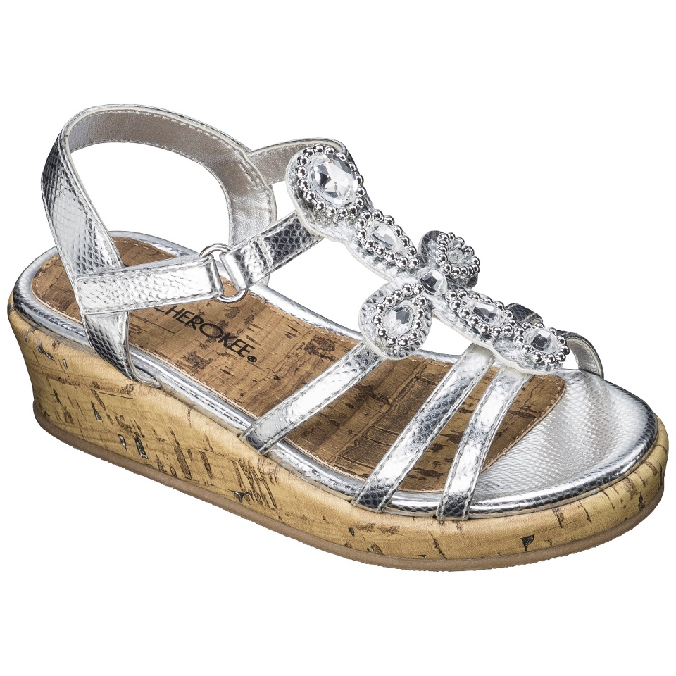 Girls Cherokee Julianna Gladiator Wedge Sandal   Silver 7