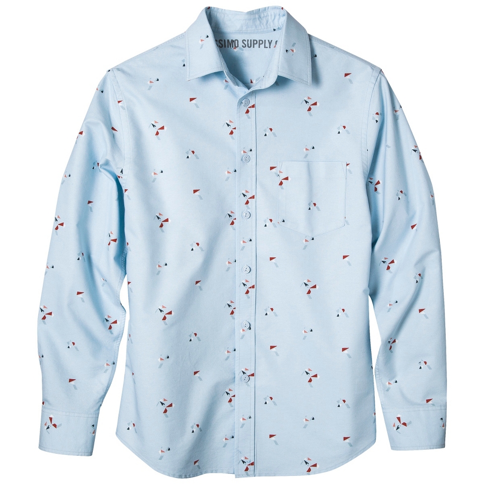 Mossimo Supply Co. Mens Long Sleeve Oxford Button Down   Blue Geo Print S