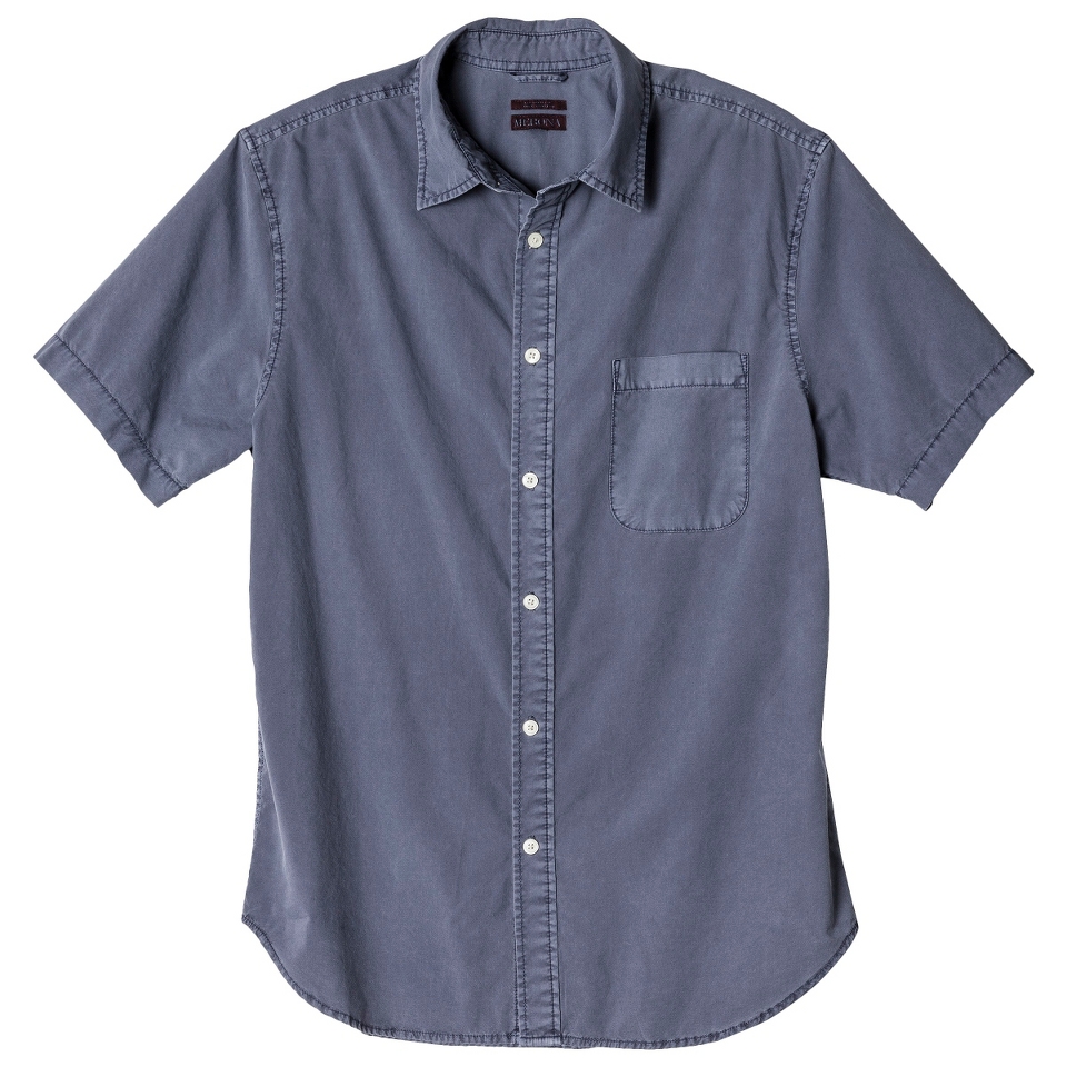 Merona Mens Short Sleeve Button Down   Gray Blue S