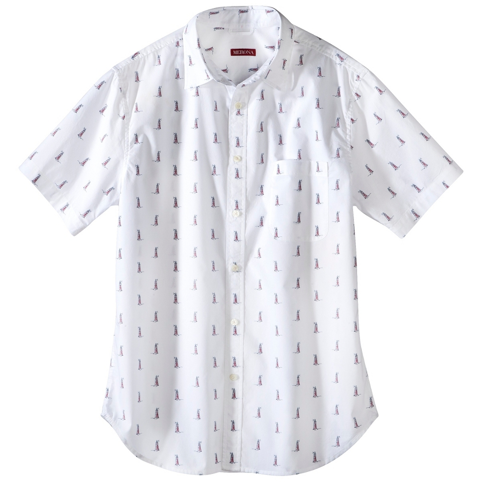 Merona Mens Short Sleeve Button Down   Fresh White M