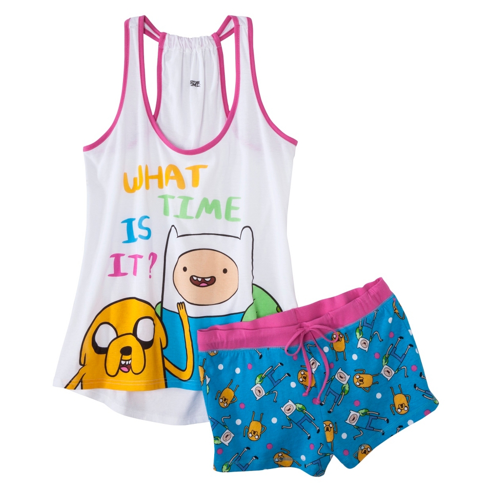 Adventure Time Juniors 2 Pc Pajama Set   White Print XL