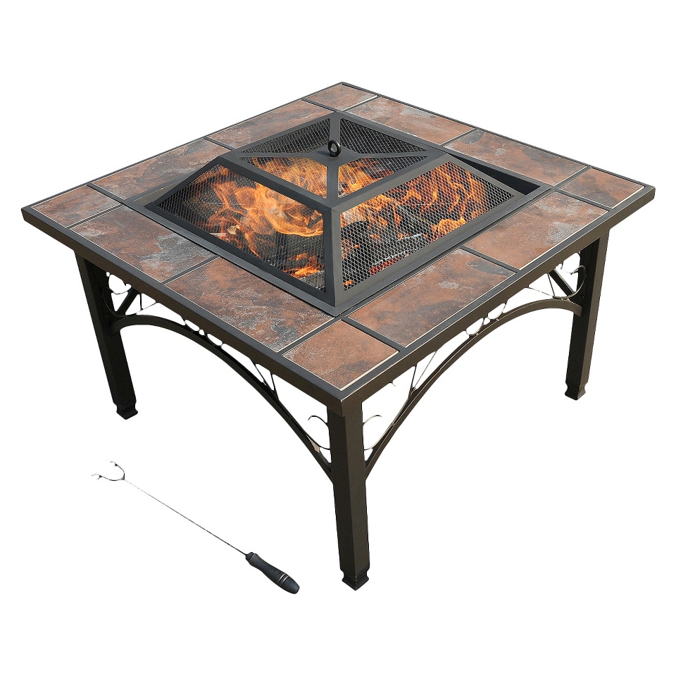 leisurelife 33 Trevi, Square Ceramic Tile Fire Pit