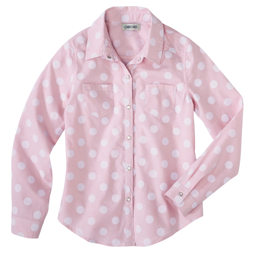 Cherokee Girls Button Down Shirt   Porcelain Pink XS