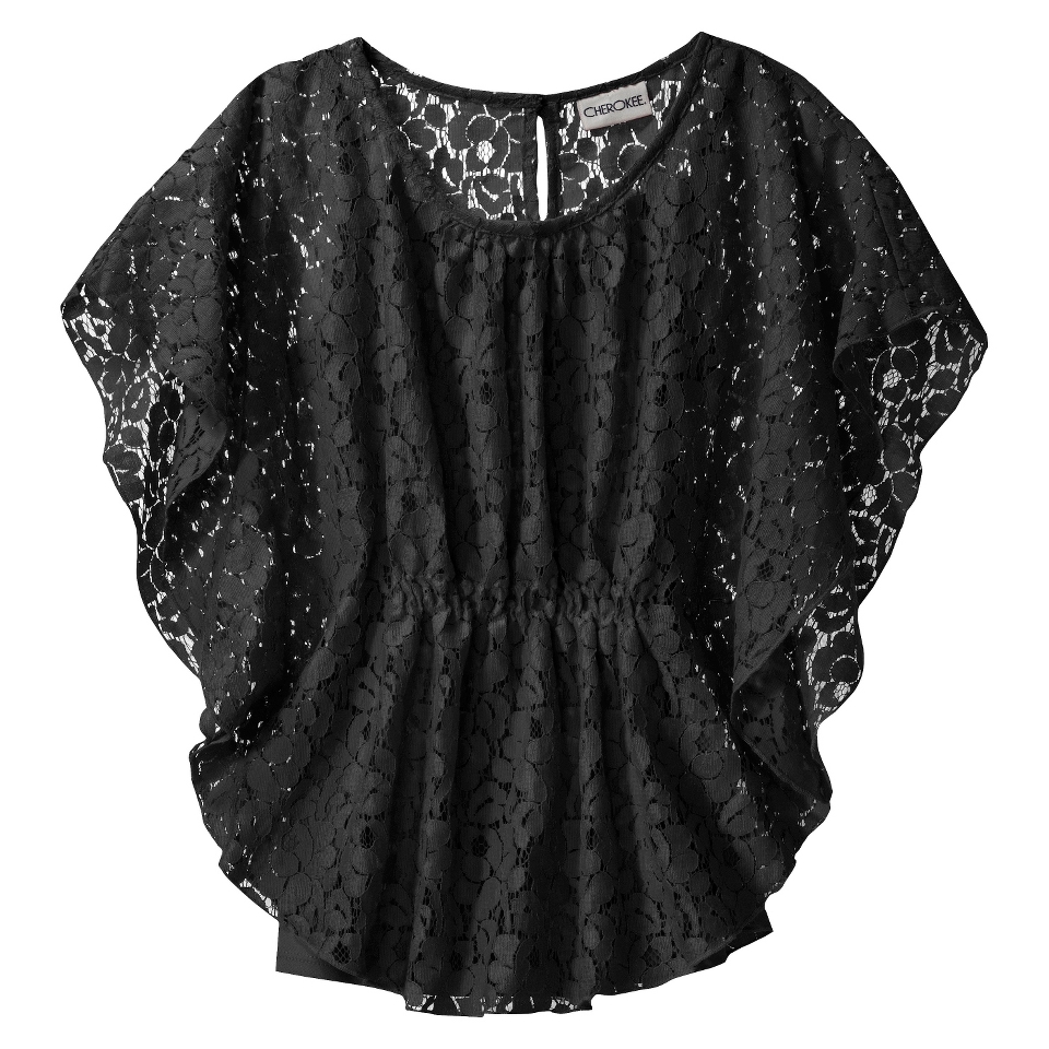 Cherokee Girls 3/4 Sleeve Shirt   Ebony XS