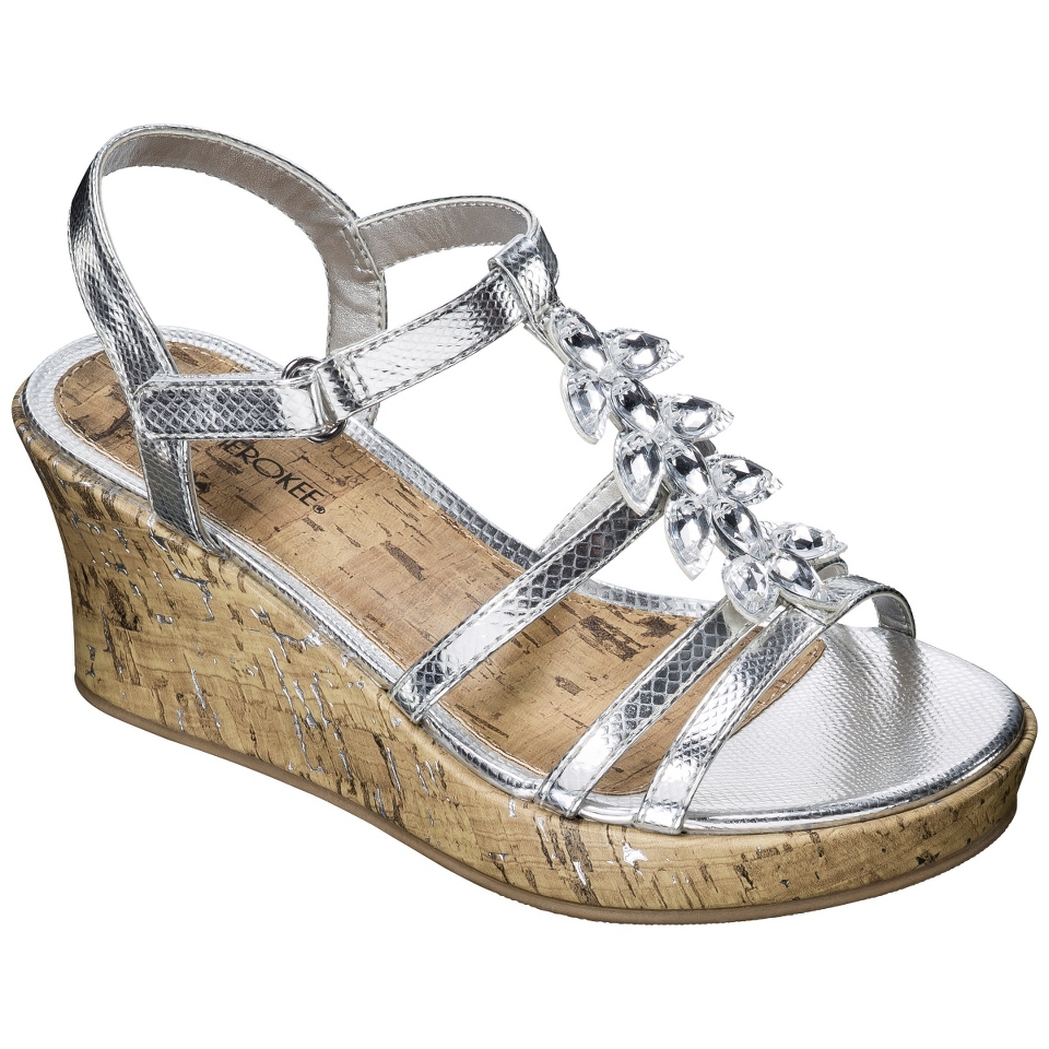 Girls Cherokee Hallie Wedge Sandals   Silver 5