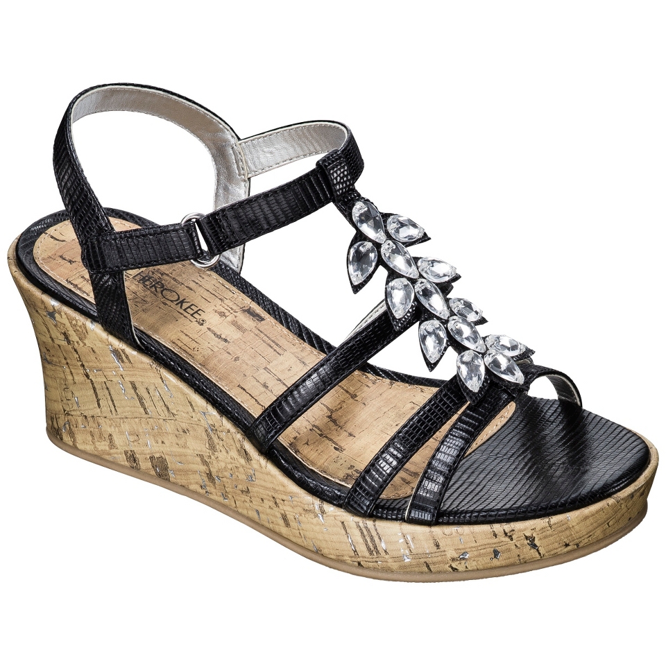 Girls Cherokee Hallie Gladiator Wedge Sandals   Black 5