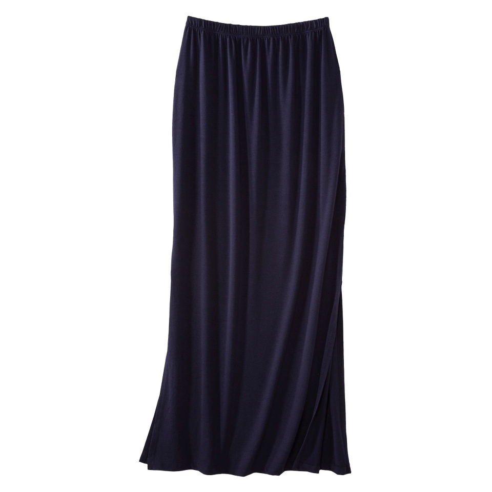 Mossimo Womens Elastic Waist Maxi w/ Side Slit   Xavier Navy L