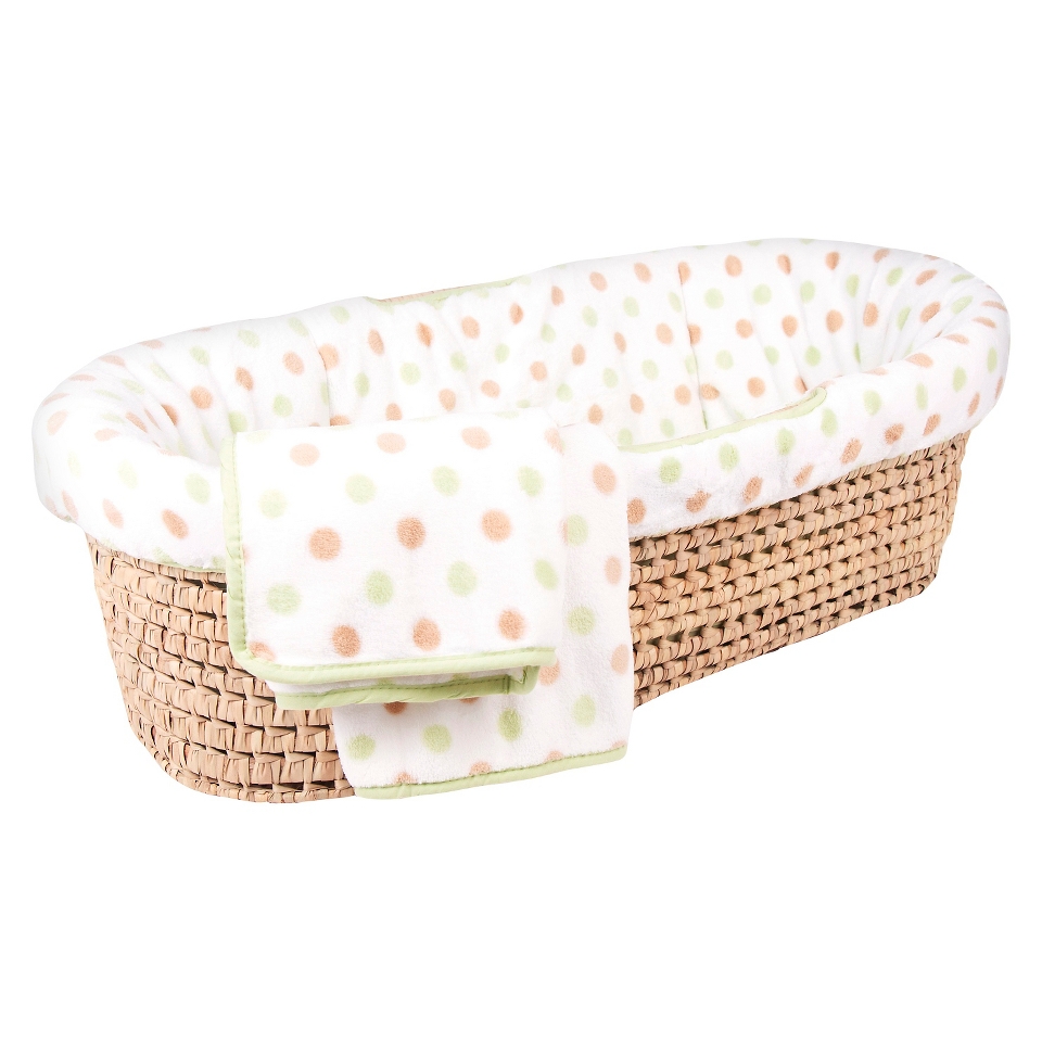 Coral Fleece Moses Basket Set   Sage by Tadpoles