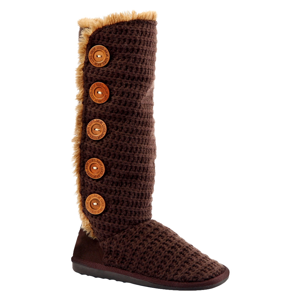 Womens MUK LUKS Malena Crotchet Button Up Boot   Brown 6