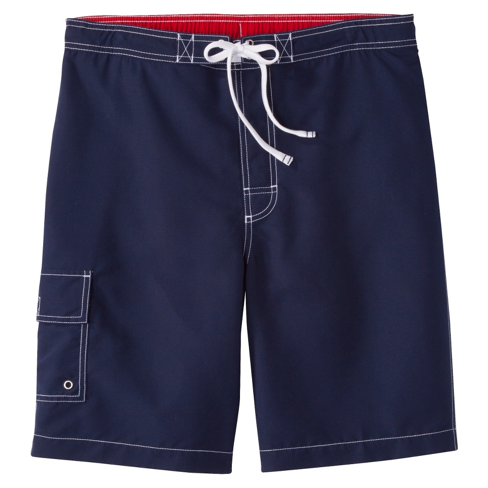 Merona Mens 9 Solid Board Shorts   Navy L