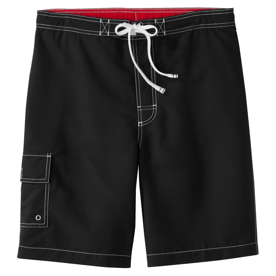 Merona Mens 9 Solid Board Shorts   Ebony M