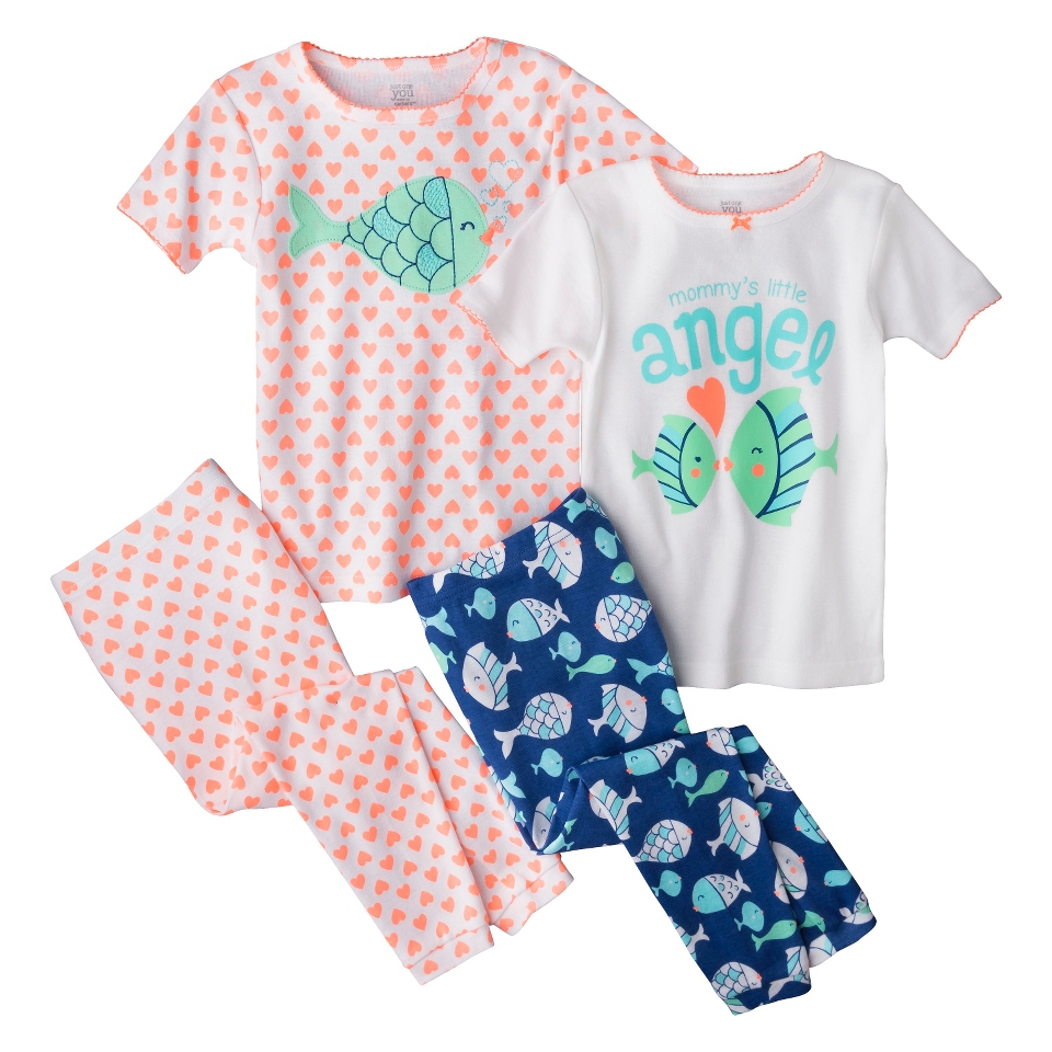 Just One You by Carters Infant Toddler Girls 4 Piece Short Sleeve Angel Fish