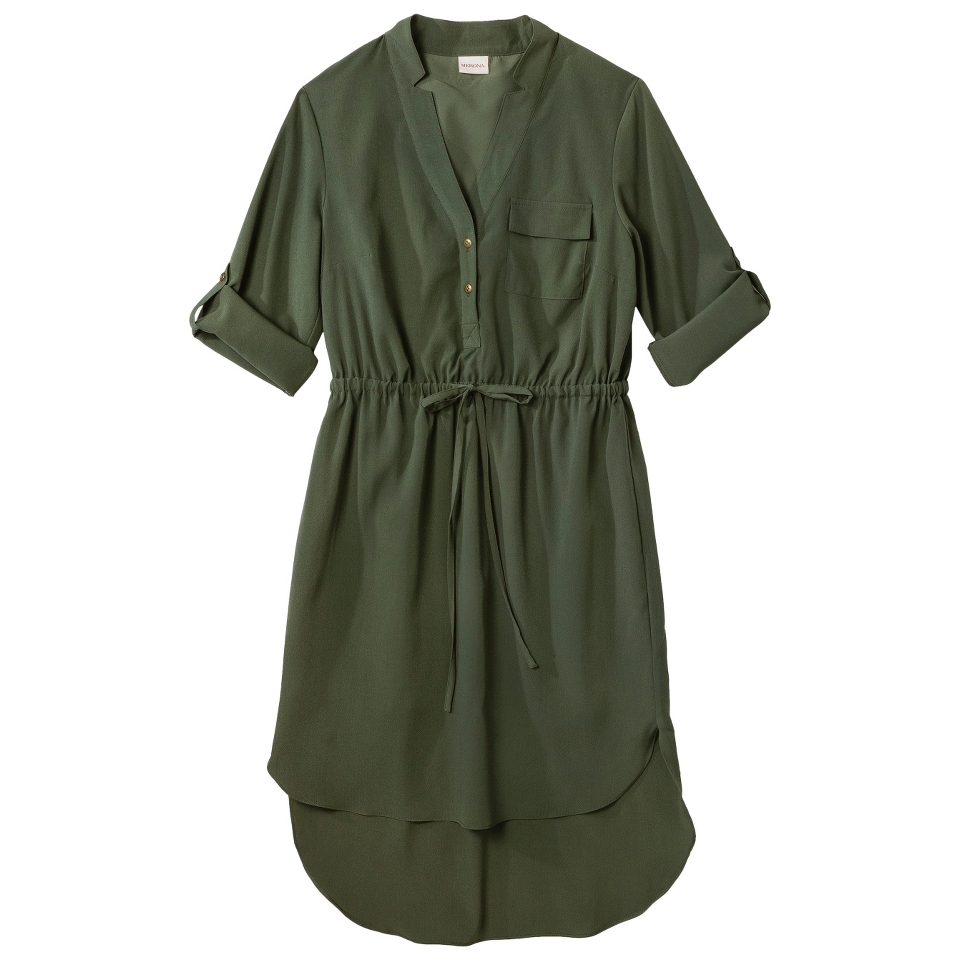 Merona Womens Drawstring Shirt Dress   Moss   L