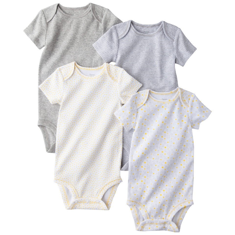 PRECIOUS FIRSTSMade by Carters Newborn 4 Pack Bodysuit   Grey/Yellow 9 M