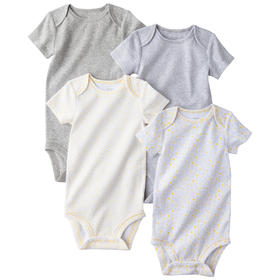 PRECIOUS FIRSTSMade by Carters Newborn 4 Pack Bodysuit   Grey/Yellow Preemie