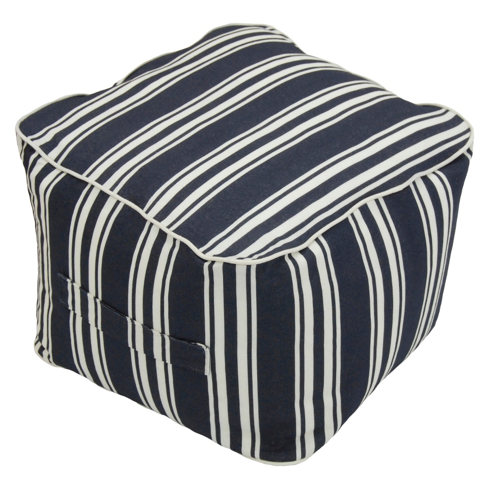 Threshold Outdoor Fabric Pouf   Navy Stripe