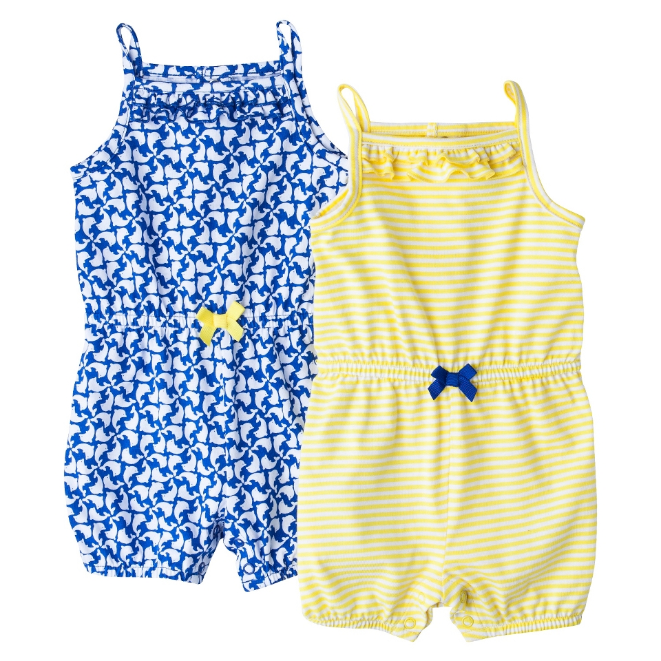 Just One YouMade by Carters Newborn Girls 2 Pack Romper Set   Blue/Yellow 24 M