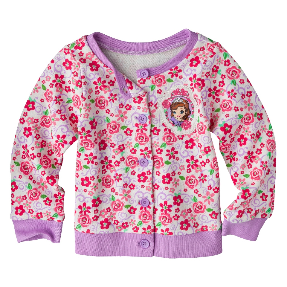 Disney Sofia the First Toddler Girls Floral Buttondown Cardigan   Pink 2T