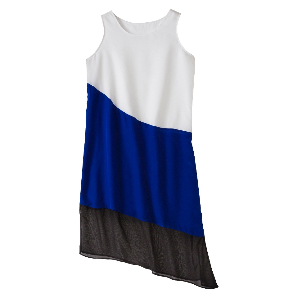 Mossimo Womens Asymmetrical Midi Dress   White/Athens Blue S