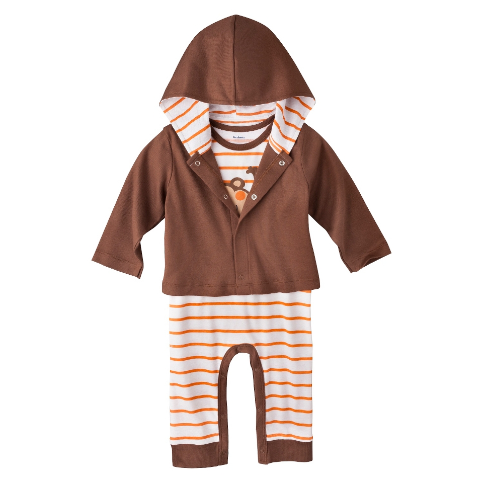 Gerber Onesies Newborn Boys 2 Piece Coverall and Jacket Set   Brown NB