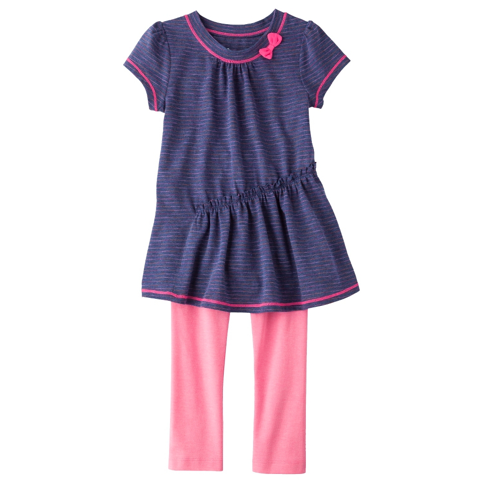 Circo Infant Toddler Girls Striped Tunic and Legging Set   Nightfall Blue 18 M