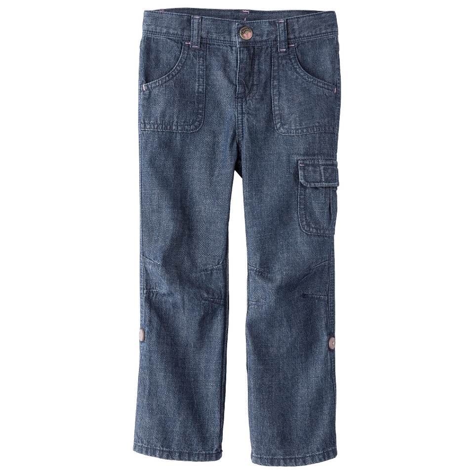 Cherokee Infant Toddler Girls Denim Cargo Pant   Inky Blue 5T