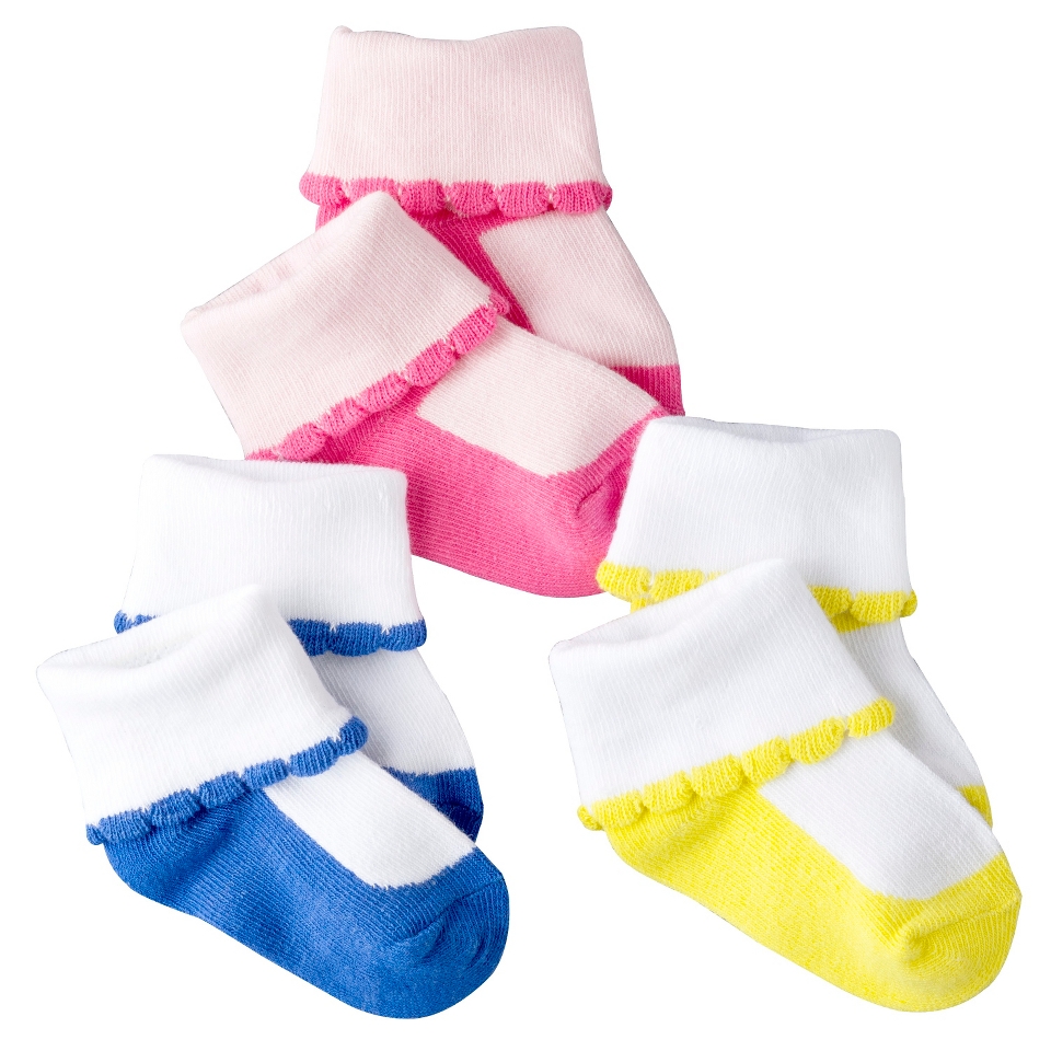 Just One YouMade by Carters Newborn Girls 3 Pack Scalloped Cuff Socks  